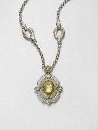 EXCLUSIVELY AT SAKS. From the Irma Collection. A pendant of faceted lemon citrine set in a sterling silver design, surrounded in complimentary peridot stones on a 18k gold accented bale. Lemon citrine and peridotSterling silver18k goldSize, about 2Fixed baleImportedPlease note: Necklace not included. 