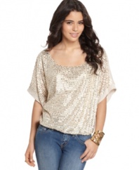 Try an oversized sequined crop top from Fresh Brewed instead of your usual jeans-and-tee routine and shine on!