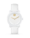 Medium Movado BOLD watch with goldtone-accented white dial.