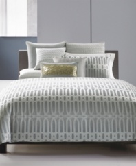 Lustrous links on a shaded blue background offer an abstract take on the beauty of architectural ironwork in this modern duvet cover from Hotel Collection. Featuring button closure.