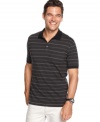 Get a pocket full of cool striped style with this polo shirt from Alfani Black,