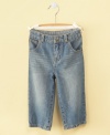 Getting him ready for play time will be a breeze with these versatile denim jeans from First Impressions. (Clearance)