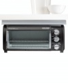 Toaster ovens can put quite a strain on counter space. Fortunately, Black & Decker has a solution! This under-cabinet toaster oven is a fully functional appliance, complete with toast and bake functions and enough capacity for 4 slices of toast or a 9 pizza. One-year limited warranty. Model TROS1500B.