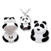 PANDA BEAR NECKLACE WITH SILVERTONE CHAIN