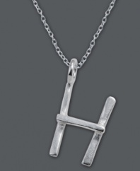 The perfect personalized gift. A polished sterling silver pendant features the letter H with a chic asymmetrical shape. Comes with a matching chain. Approximate length: 18 inches. Approximate drop: 3/4 inch.