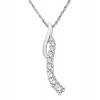 Sterling Silver Created White Sapphire Journey Pendant Necklace, 18