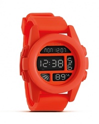 Go sporty with this bodacious statement watch from Nixon. Made from ultra-durable silicone with loads of features (temperature gauge, alarm, stopwatch) it's ready to keep pace with a vibrant way of life.