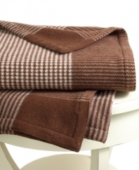 Beat the cold with this super-soft throw from Lauren by Ralph Lauren. Features a houndstooth knit in cream and brown hues for a cozy addition anywhere in your home.