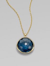 From the Rock Candy® Collection. A beautifully faceted dome of London blue topaz set in resplendent 18k gold on a chain link necklace. London blue topaz18k goldLength, about 16 to 18 adjustablePendant size, about ¾ Lobster clasp closureImported 