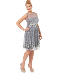 It's your time to shine in Ruby Rox's sleeveless plus size dress, embellished by sequins.