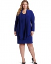 Jessica Howard Women's Plus-Size Solid Cape Jacket Dress, Blue, 18W