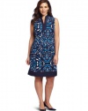 Jessica Howard Women's Plus-Size Mandarin Linen Dress, Blue, 22W