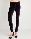 Indulgently soft, these James Jeans skinny jeans are rendered in sumptuous velvet for a luxe finish.
