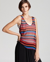 Whether layered over a maxi skirt or tucked into the season's high-waisted separates, this vibrantly striped Joie top proves to be as stylish as it is versatile.