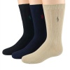 Polo Ralph Lauren toddler boys Dress Rib Slack Crew socks 3pairs - 2-4 years