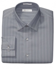 A slim, wide stripe gives this dress shirt from Kenneth Cole New York instantly sophisticated style.