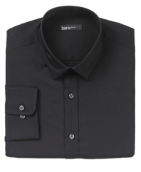 Bring some sleek style to the office with the modern-minded flair of this slim fitting Bar III dress shirt.