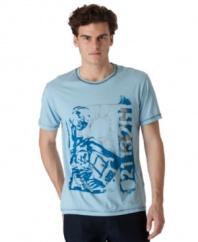Throw this graphic t-shirt from Calvin Klein Jeans on over a pair of your favorite denim for a downtown look.