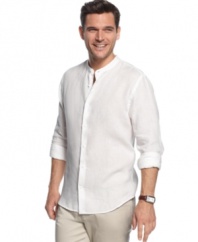Keep it light this summer with this Perry Ellis linen shirt.