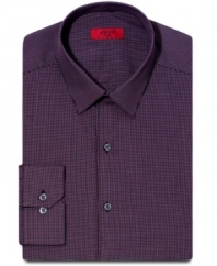 Check yourself. With a cool, clean check, this Alfani RED dress shirt redefines your workday.
