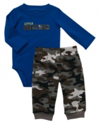 Give your rugged little guy an outdoors look with this cool camouflaged set from Carter's.