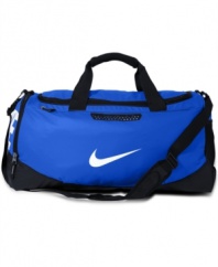 Keep gear protected no matter what the weather with this water-resistant duffle bag from Nike.