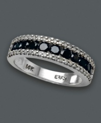 Whether you're looking for a unique wedding band, or simply an extra splash of color, this Effy Collection ring does the trick. Sparkling round-cut black diamond (5/8 ct. t.w.) and white diamond (1/5 ct. t.w.) combine in a polished 14k white gold band.