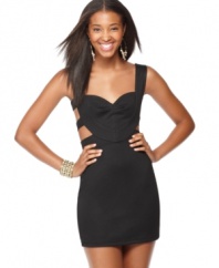 Sugar & Spice's LBD is ultra sexy with form fitting details. The large cutouts and fitted bodice on this little black dress are sure to get you noticed!