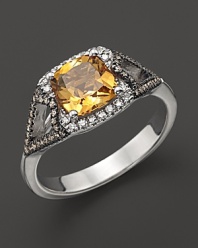 Badgley Mischka Citrine Ring With White And Brown Diamonds
