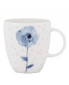 A fresh take on floral patterns, the Watercolors Indigo Blue teacup features painterly blossoms in shades of blue against a lively geometric design. White bone china in an ultra-modern shape provides a sleek foundation for a look that's irresistibly fun.