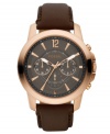 Never leave home without the timeless style and precision of this chronograph timepiece from Fossil.
