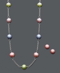 Pearls perfect for your little princess. Children's jewelry set from Fresh by Honora features multicolored cultured freshwater pearls (5-1/2-6 mm) set in sterling silver. Approximate necklace length: 15 inches. Approximate stud diameter: 1/4 inch.
