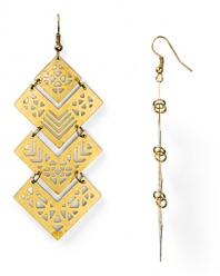 Get on point. This pair of ornately cut earrings from Aqua will sharpen every look, flaunting a dramatic, linear design and on-trend cut-out detailing.