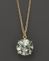 An elegant green amethyst pendant necklace in 18 Kt. yellow gold. With Roberto Coin's signature ruby accents.