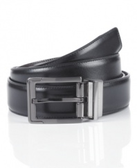 Streamline your dress look with this sleek, reversible leather belt from Perry Ellis.