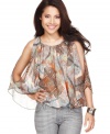 Visit the tropics without leaving your town! Cha Cha Vente's chiffon top makes any look stand out!