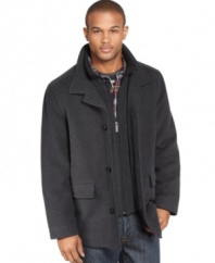 A warm blend of wool and cashmere wards off the cold with an extra dose of handsome polish in this Nautica car coat. (Clearance)
