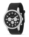MICHAEL Michael Kors passes time with style. The black and silver chronograph watch has a black strap and features a date window and sweep second hand.