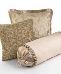 Luxe texture meets serene hues in this Petal Drift neckroll from Martha Stewart Collection for a soothing presentation. Finished with decorative ties on each end and sequin trim. Zipper closure.