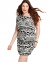 Infuse a global feel to your style this season with Soprano's one-shoulder plus size dress, flaunting a tribal print.