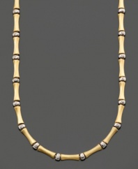 Simple style with a touch of the exotic. This bamboo necklace is crafted in 14k gold and sterling silver over sterling silver. Approximate length: 16 inches.