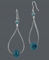 A little splash of color. Avalonia Road's destination-inspired earrings combine pretty teardrops with two teal agate beads (11 ct. t.w.). Set in sterling silver on french wire. Approximate drop length: 1-1/2 inches. Approximate drop width: 1/2 inch.