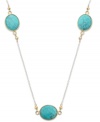 Add a little life to your look. Simulated turquoise adds petite pops of color in Studio Silver's pretty station necklace. Crafted in sterling silver with 18k gold over sterling silver accents. Approximate length: 16 inches + 2-inch extender.