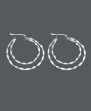 Stylish hoops that make a statement. This unique design by Unwritten features two, graduated, twisted hoops in a sterling silver setting. Approximate diameter: 1-1/5 inches.