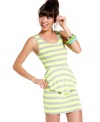 Bright stripes and an adorable peplum skirt make this Pretty Rebellious tank dress a day look that totally pops!