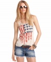 Let 'em know you heart the U.S.A: American Rag's flag-print tank shows off national pride with a touch of rock n' roll style.