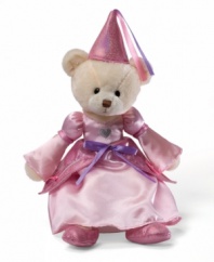 This adorable Princess Teach Me teddy bear from Gund features a pink satin dress with overlay and bow trim and matching hat with streamer detail. It'll teach your little princess how to tie, button and zip her own dress and how to touch-and-close her shoes.