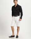 Crisp, cool and perfectly tailored in lightweight linen.Flat-front styleInseam, about 10LinenHand washImported