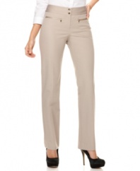 Exposed zippers add a modern edge to these Alfani straight-leg pants -- perfect for adding style to your workwear wardrobe!