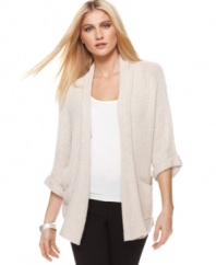 In a relaxed shape, this Calvin Klein open-front sweater is the perfect topper for a leisurely spring look!